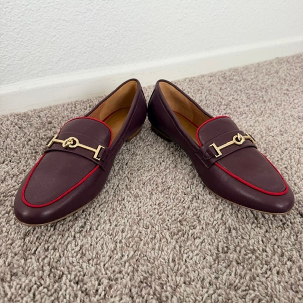 Talbots Rich Burgundy Ryan Bit Piping 1/2" Heel Loafers Women's 9M New In Box - Picture 9 of 12